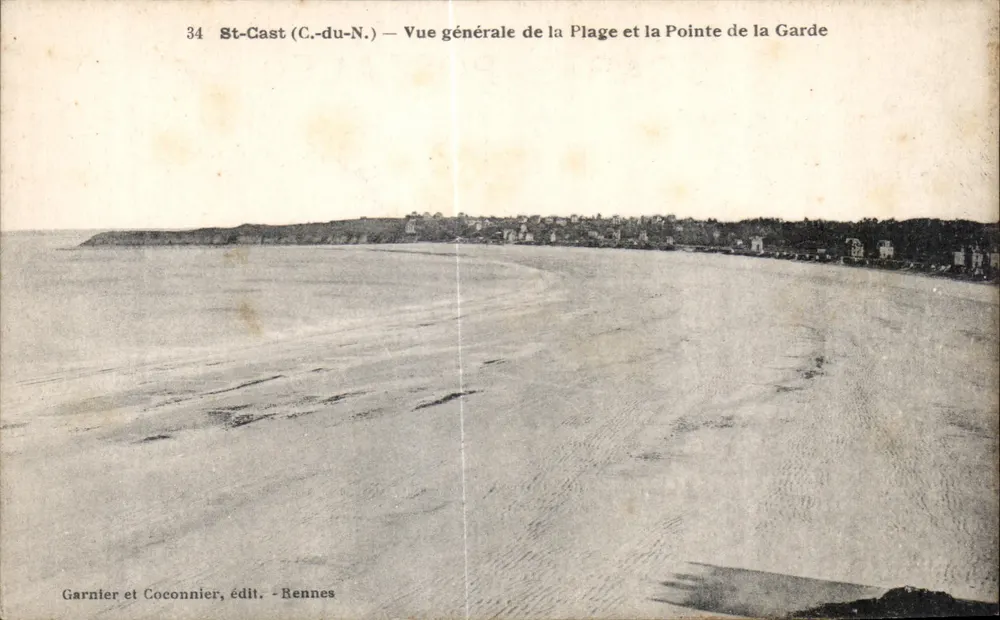 St-Cast (Côtes-du-Nord) — Allgemeiner Blick auf den Strand und die Pointe de la Garde — Garnier et Coconnier, Verlag — Rennes - Vorderseite