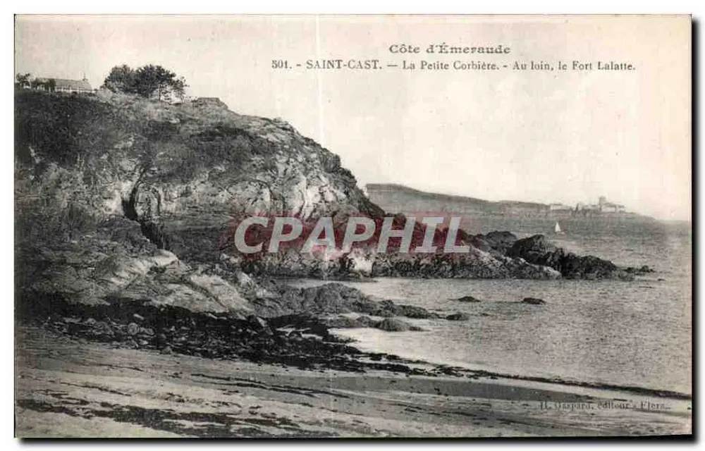 Saint-Cast — Die kleine Corbière — Im Hintergrund, das Fort Lalatte — H. Vaspard, Verleger, Pléneuf - Vorderseite
