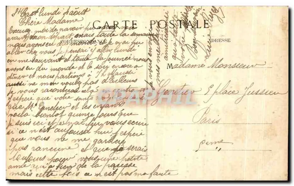 Costa de Esmeralda — 22. SAINT-CAST — A Ponta da Guarda com maré alta e os Hébélihens — Legoupil, editor. Fliers - Verso