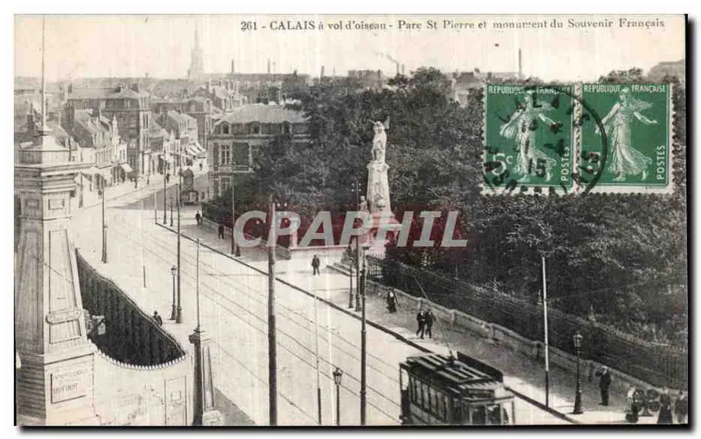 Calais aus der Vogelperspektive - Park St. Pierre und Denkmal der Französischen Erinnerung - Vorderseite