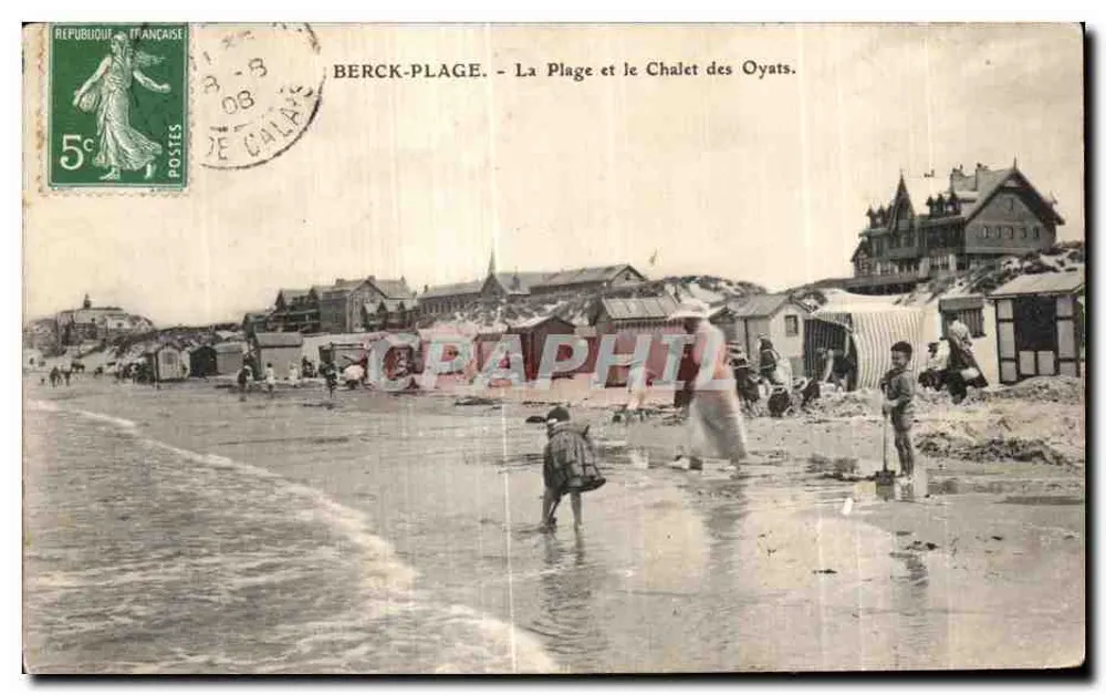 Berck-Plage - Die Strandpromenade und das Chalet der Oyats — Verlag L. Cortoujon, Marseille 1906 - Vorderseite