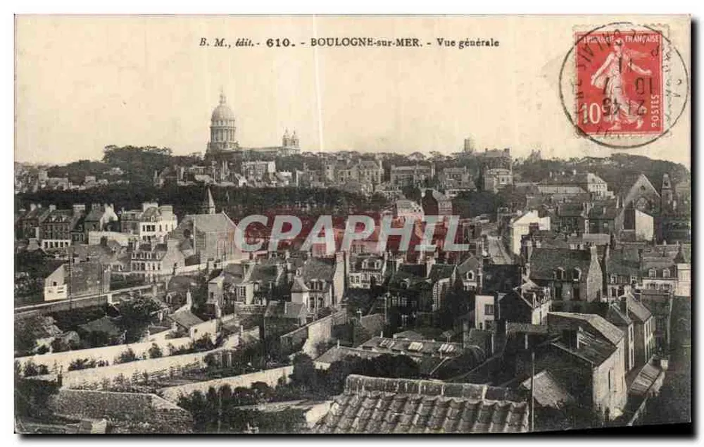 Boulogne-sur-Mer — Vista general — B. M., editor - 610 - Anverso