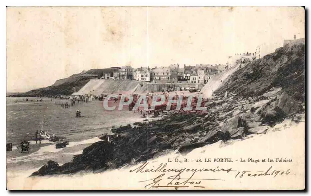 Le Portel — Die Strände und Klippen — L. D., B. - 28. — Verlag G. Patou - Vorderseite
