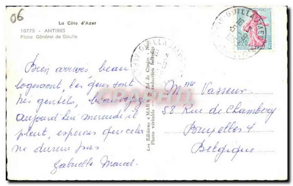 Praça Geral de Gaulle — Antibes — Les Éditions « MAR » - Verso
