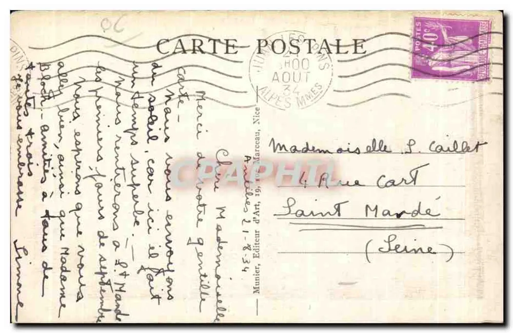 Antibes — O porto — Munier, Editor de Arte, N°14 - Verso