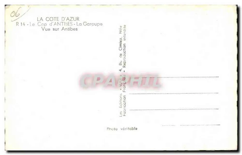 Ansicht von Antibes — Cap d'Antibes — La Garoupe — Französische Editionen - Rückseite