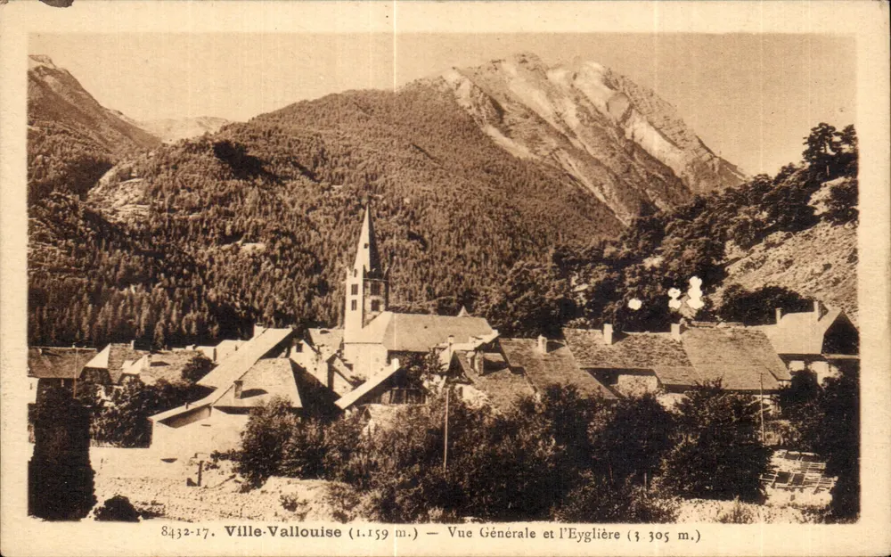 Ville-Vallouise (1.159 m.) — Allgemeiner Blick und der Eyglière (3 305 m.) — Verleger: A. Ricard, Grenoble - Vorderseite