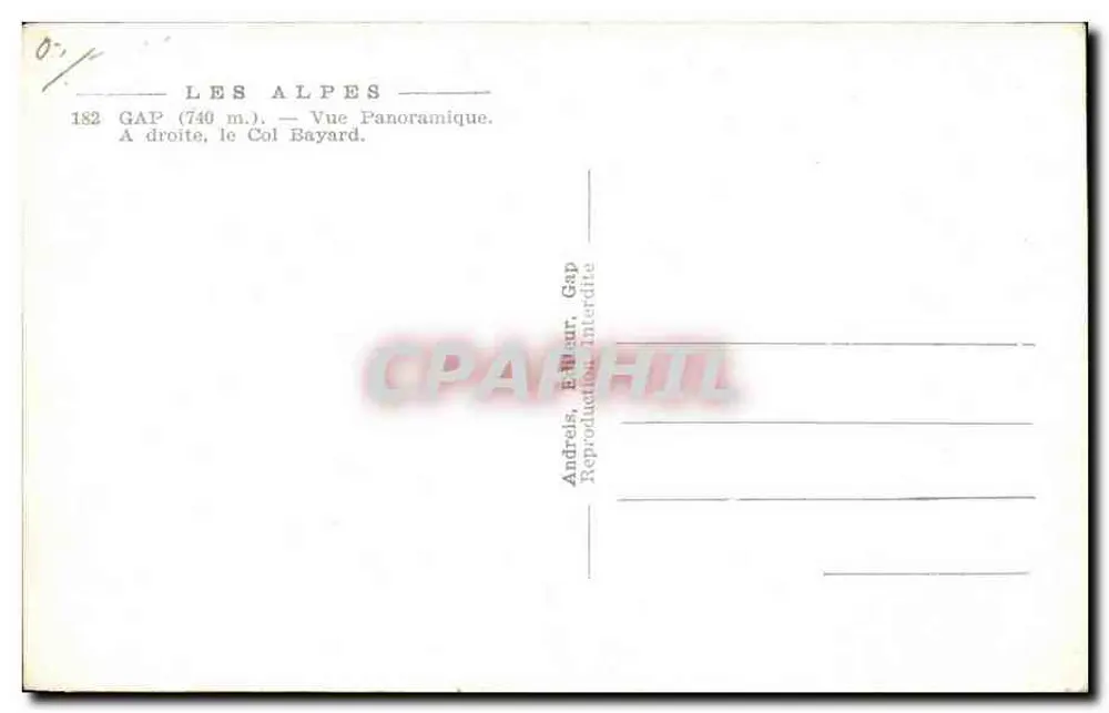 GAP — Panoramablick — Col Bayard — Andréis, Verlag Gap - Rückseite