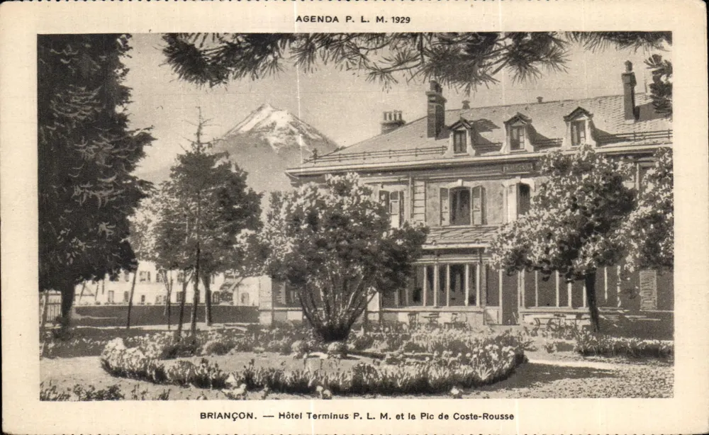Briançon — Hotel Terminus P. L. M. e o Pic de Coste-Rousse — Agenda P. L. M. 1929 - Frente