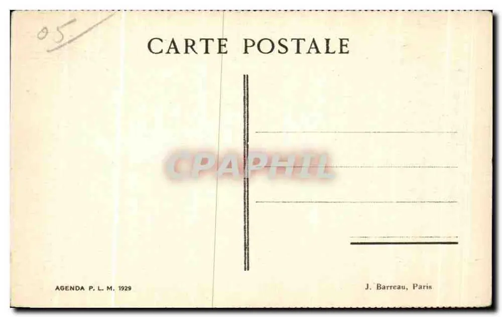 Briançon — Hotel Terminus P. L. M. e o Pic de Coste-Rousse — Agenda P. L. M. 1929 - Verso