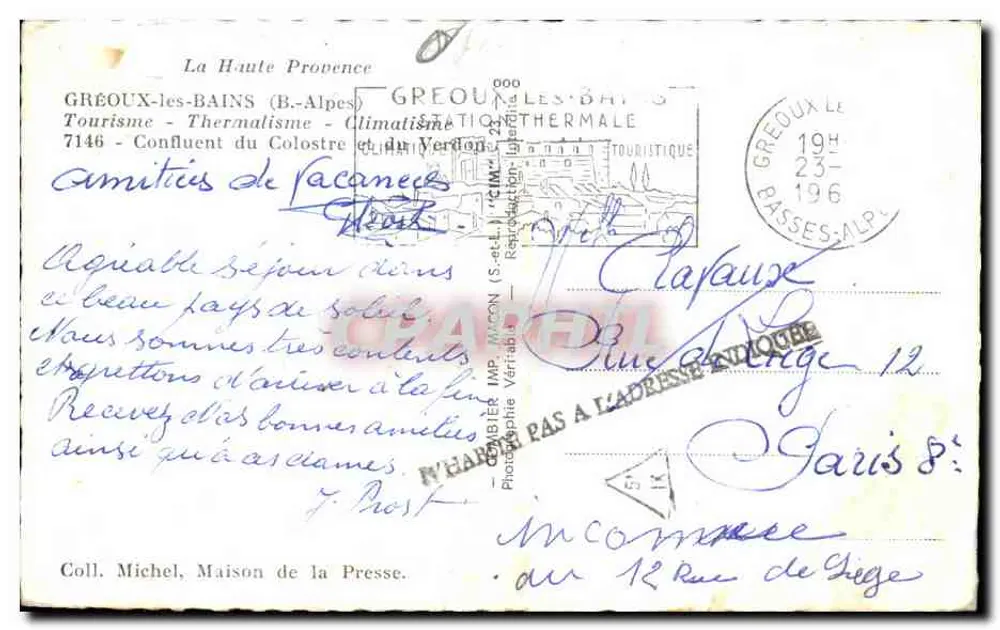 Ansicht des Verdon-Passes — Greoux-les-Bains — Verlag Cim - Rückseite