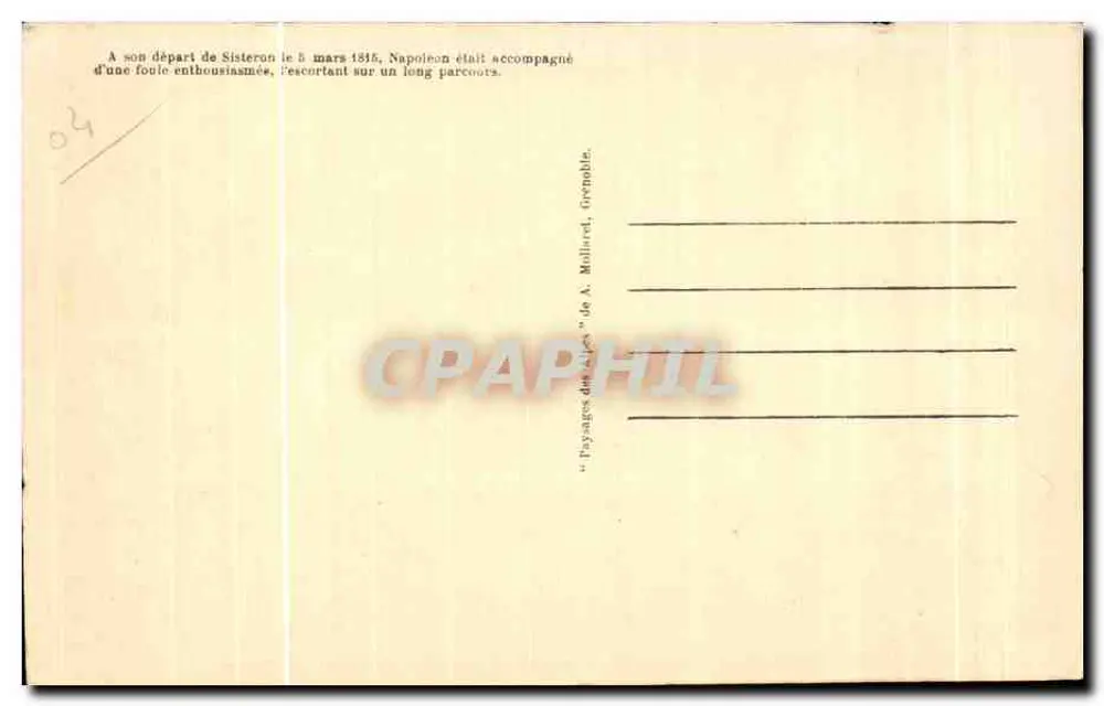 Sisteron — Ansicht der Festung und der Durance-Tal — Verlag A. Mollarel, Grenoble - Rückseite