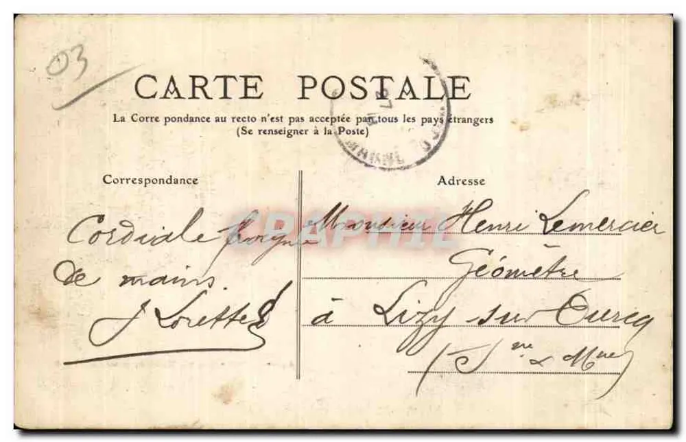 Allier - Vichy, Belle-Rive z mostu — M.T. I.L. — wydawca M.T. I.L. - Rewers