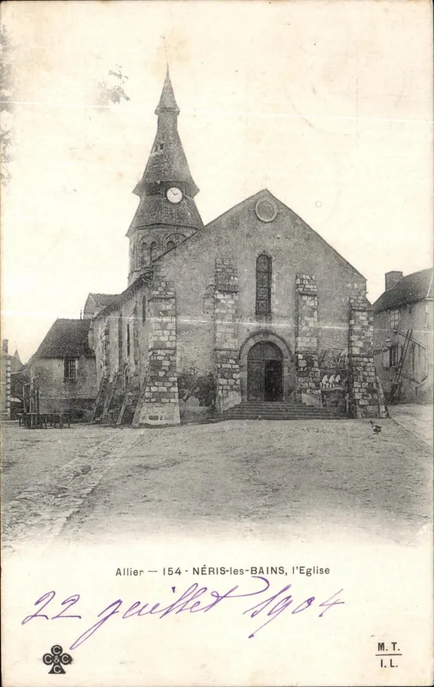 NÉRIS-les-BAINS, la Chiesa — Allier 154 — editore M.T. n° 22 - Recto