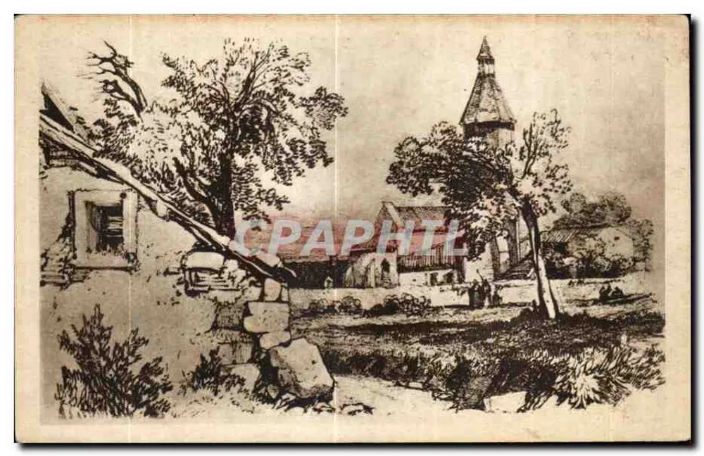 Néris-les-Bains — Ansicht der Kirchplatz (nach einer zeitgenössischen Radierung) — Verlag: Vidal & Cie - Vorderseite