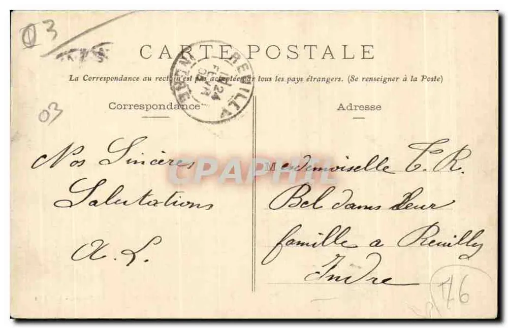 Moulin - Bairro de Villars — entrada das Novas Galerias Mathiaux Frères — editor Mathiaux Frères, número de série não visível - Verso