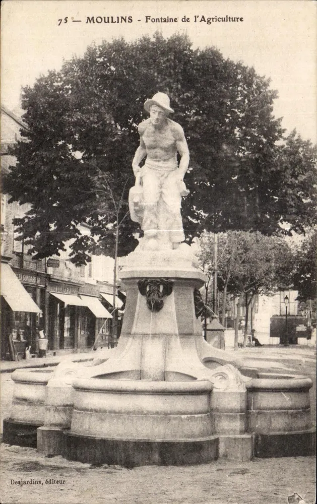 Mühle — Fontaine de l'Agriculture — Statue eines nackten Mannes mit Eimer — Verlag Degjardins, n°75 - Vorderseite