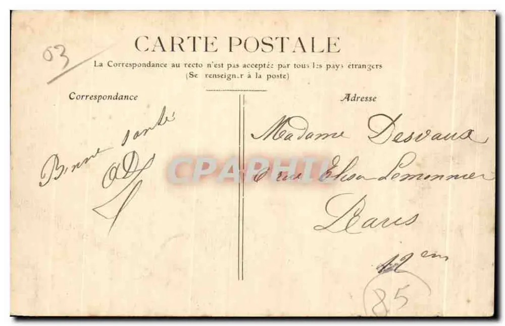 Moulins — Lycée de jeunes filles — Huet Marnas - Verso