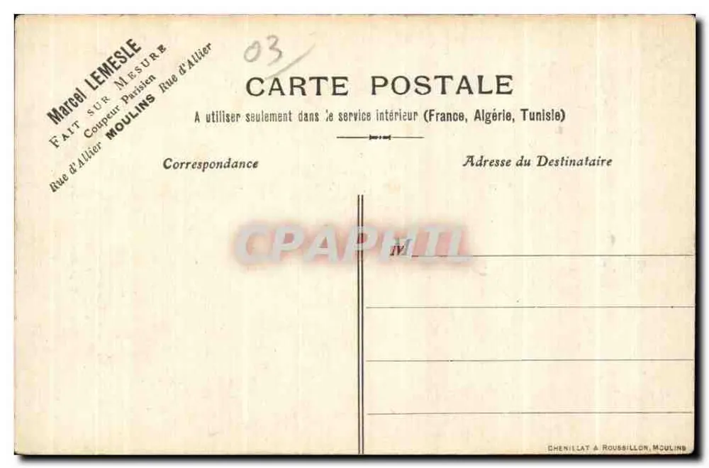 Moulin — Pavilhão de Anne de Beaujeu — Marcel Lemesle - Verso
