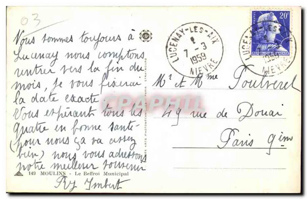 Lucenay — O Sino Municipal — éditeur Moulin - Verso
