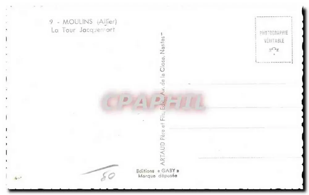 Moulins (Allier) — La Tour Jacquemart — Éditions Gaby - Verso