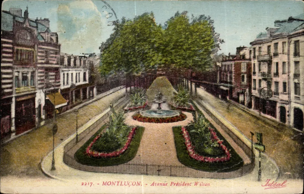 Montluçon — Avenue Président Wilson avec fontaine centrale — Édition « Idéal » - Frente