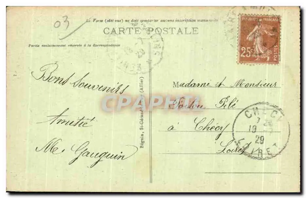 Bourbon-l'Archambault — Vista geral — Ideal, n° 2061 - Verso