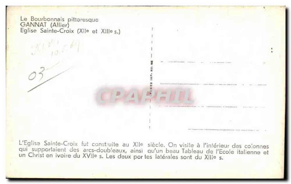 Gannat (Allier) — Kirche Sainte-Croix — Verlag Cim - Rückseite