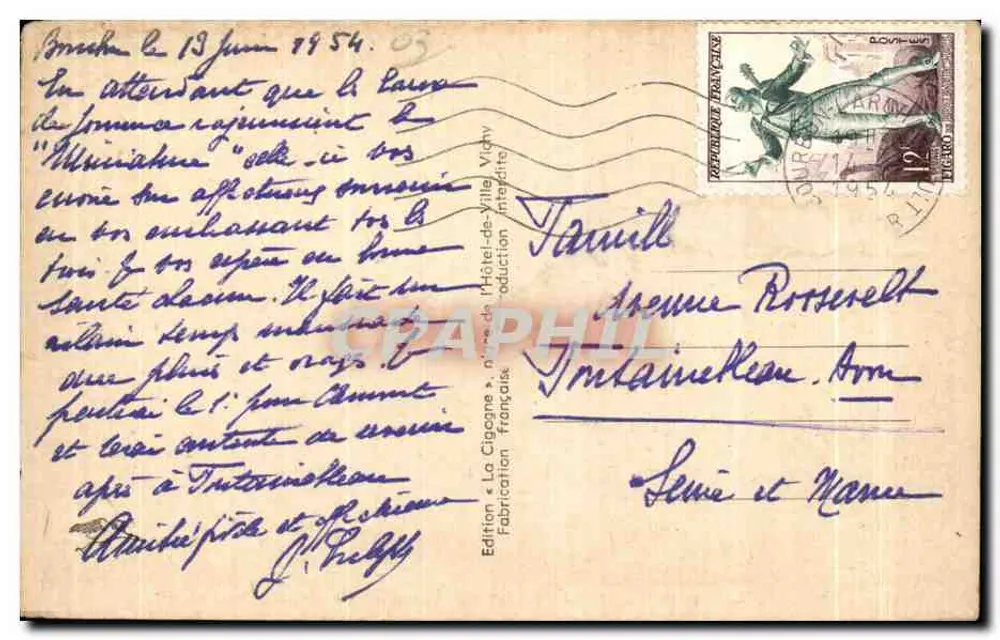 Bourbon-l'Archambault — Vista geral e o Castelo — La Cigogne 2061 bis - Verso