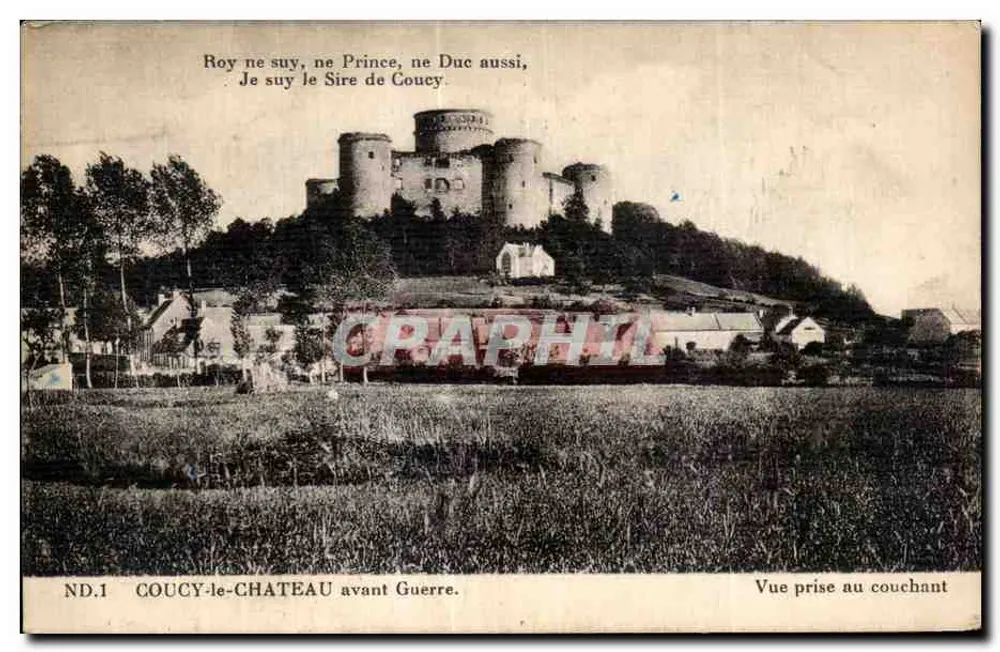 Coucy-le-Château — Château de Coucy en vue au coucher du soleil — J. Calimant, ND.1 - Frente