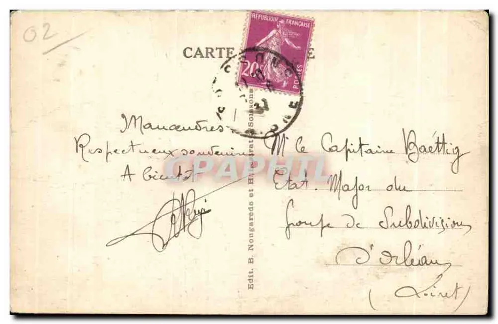 Soissons (Aisne) — Bords de l'Aisne - Pont des Anglais et rue de la Bannière — Edit. B. Nougardé - Verso