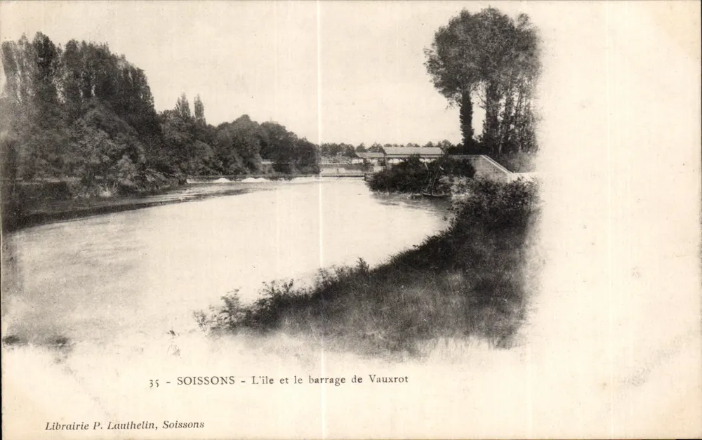 Soissons - A ilha e o dique de Vauxrot — Livraria P. Lauthelin, Soissons, n°35 - Frente