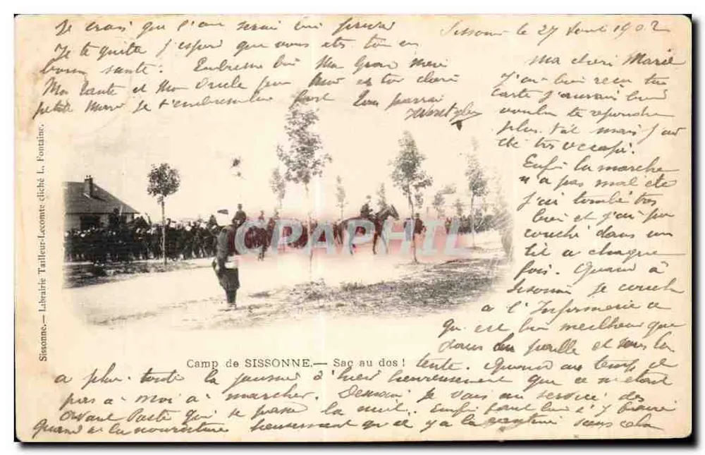 Camp de Sissonne — Pack auf den Rücken! — Buchhandlung Tailleur-Lacomte, Sissonne - Vorderseite