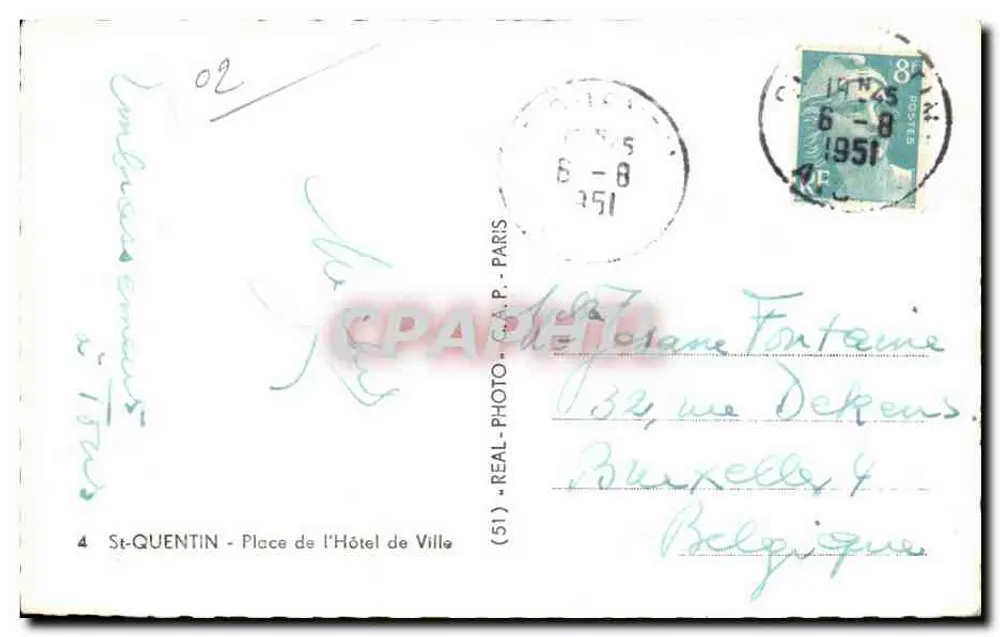 St-Quentin - Place de l'Hôtel de Ville — Verlag C.A.P. Nr. 4 - Rückseite