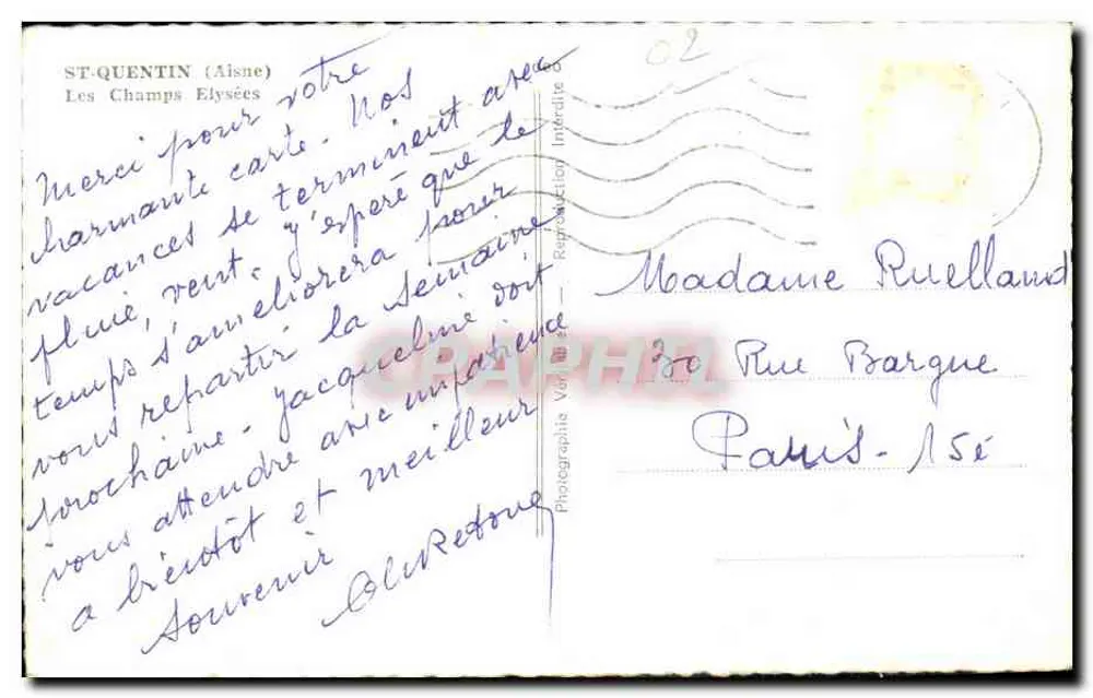 Les Champs-Élysées — ST-QUENTIN (Aisne) — Fotógrafo desconhecido - Verso