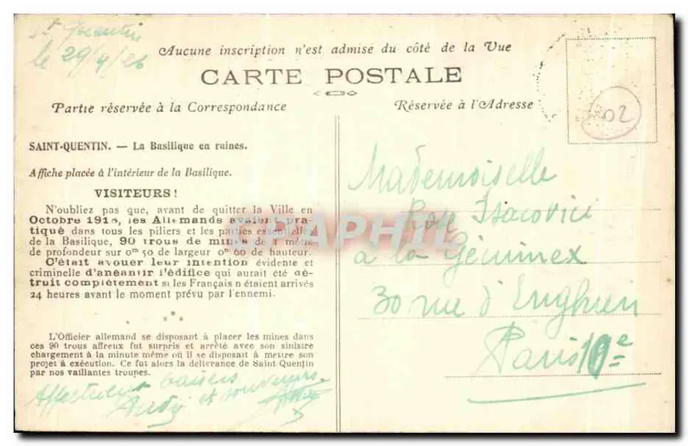 Saint-Quentin (nach dem Krieg) — Die Basilika — Verlag: Saint-Quentin - Rückseite