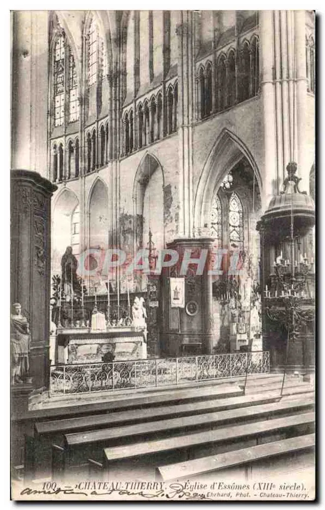 Igreja de Essômes — interior gótico — Ehrhard, Fot. - Château-Thierry, n°100 - Frente