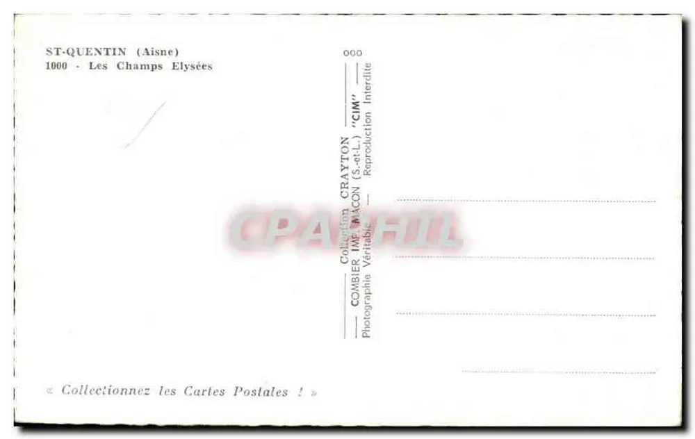St-Quentin (Aisne) — Les Champs Elysées — Coleção Crayton 'CIM' (S.-d-L.) - Verso