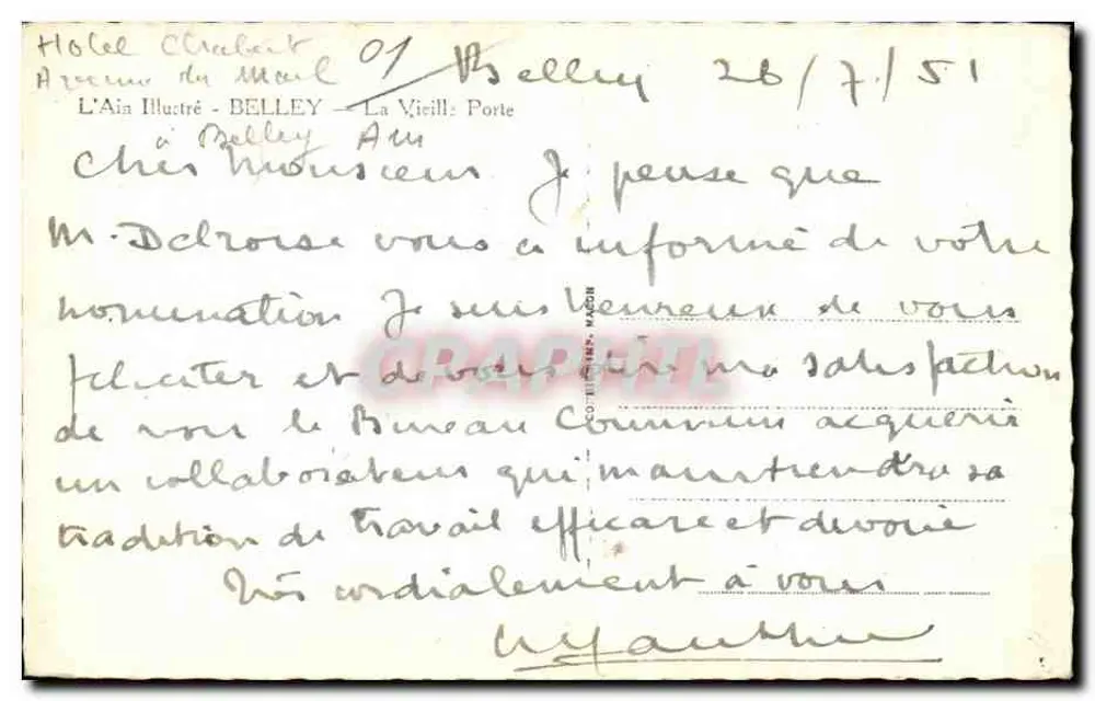 Alte Pforte in Belley — Verlag C. Lamy - Rückseite