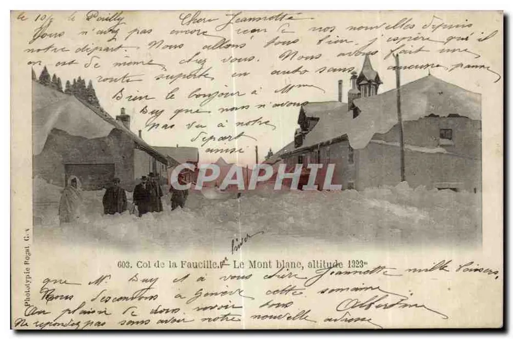 Col de la Faucille — Mont Blanc, Höhe 1923 — Phototypie Ruyat, G.W. n°603 - Vorderseite