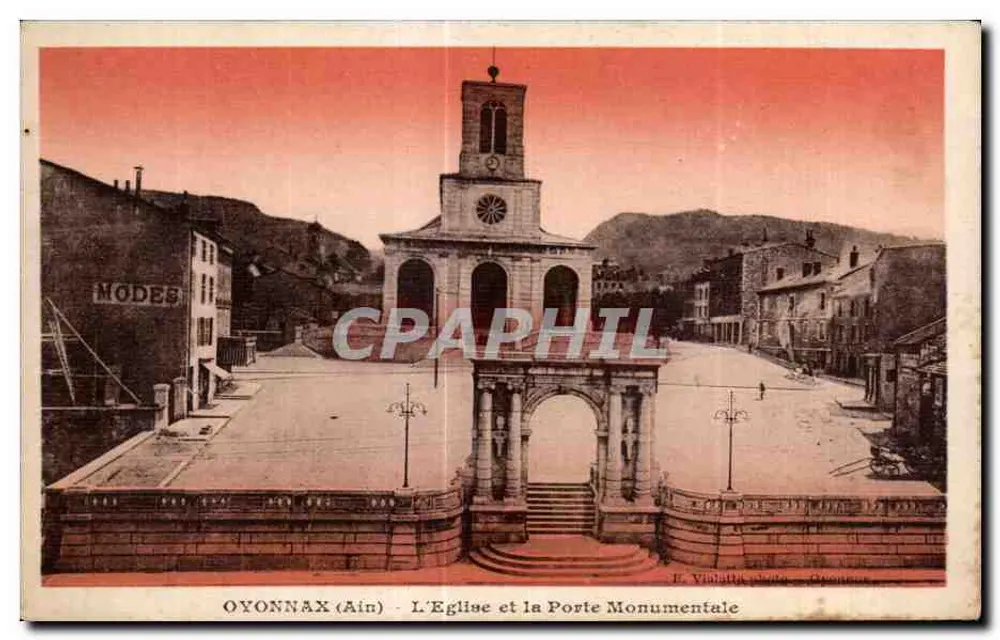 Oyonnax (Ain) — Die Kirche und das Monumentaltor — E. Vielatthi, Oyonnax - Vorderseite