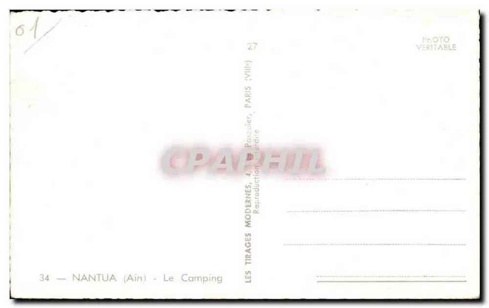 Chalet dos Campeluds — Camping — Editor Pasquier, Paris - Verso