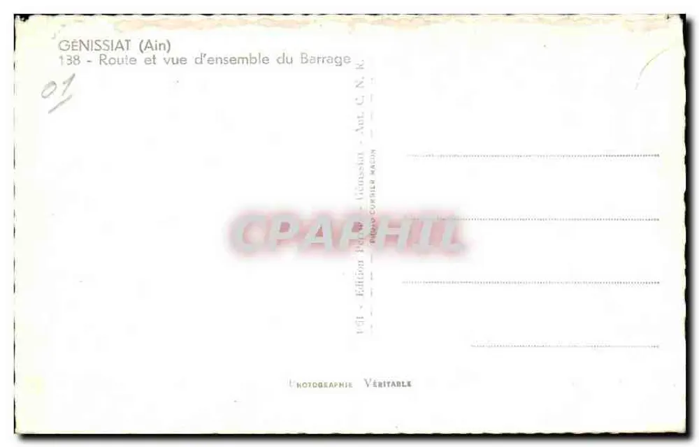 Génissiat (Ain) — Route und Panoramaansicht des Staudamms — Génissiat Edition - Rückseite