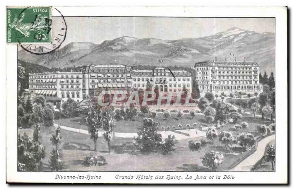 Divonne-les-Bains — Grand Hotels des Bains, Le Jura et la Dôle — Künstlerische Edition Françon - Vorderseite