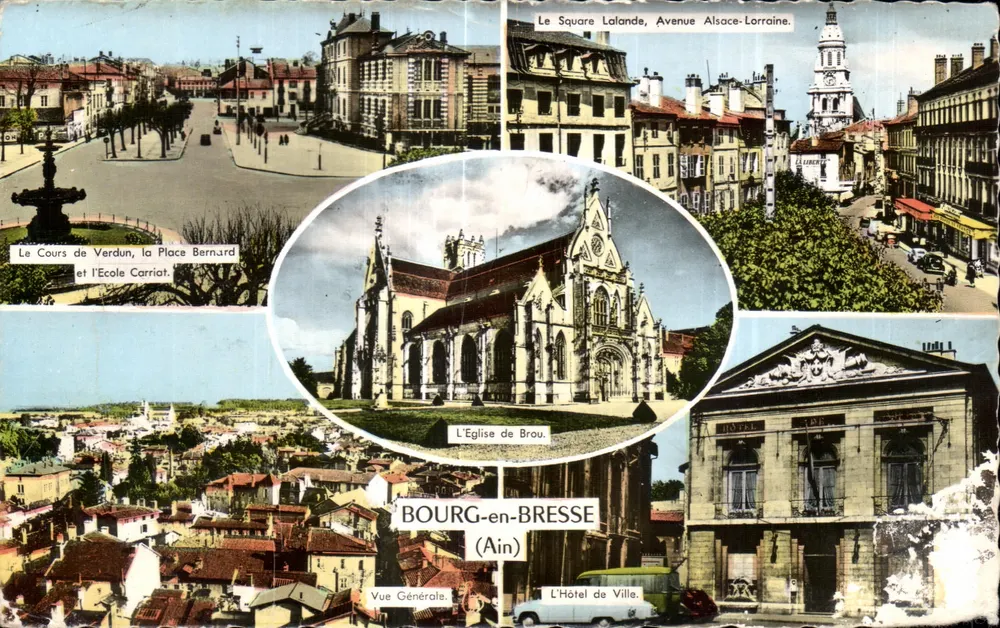 Bourg-en-Bresse (Ain) — Allgemeiner Blick, Kirche, Platz, Rathaus — Verlag: Les Tirages Modernes - Vorderseite