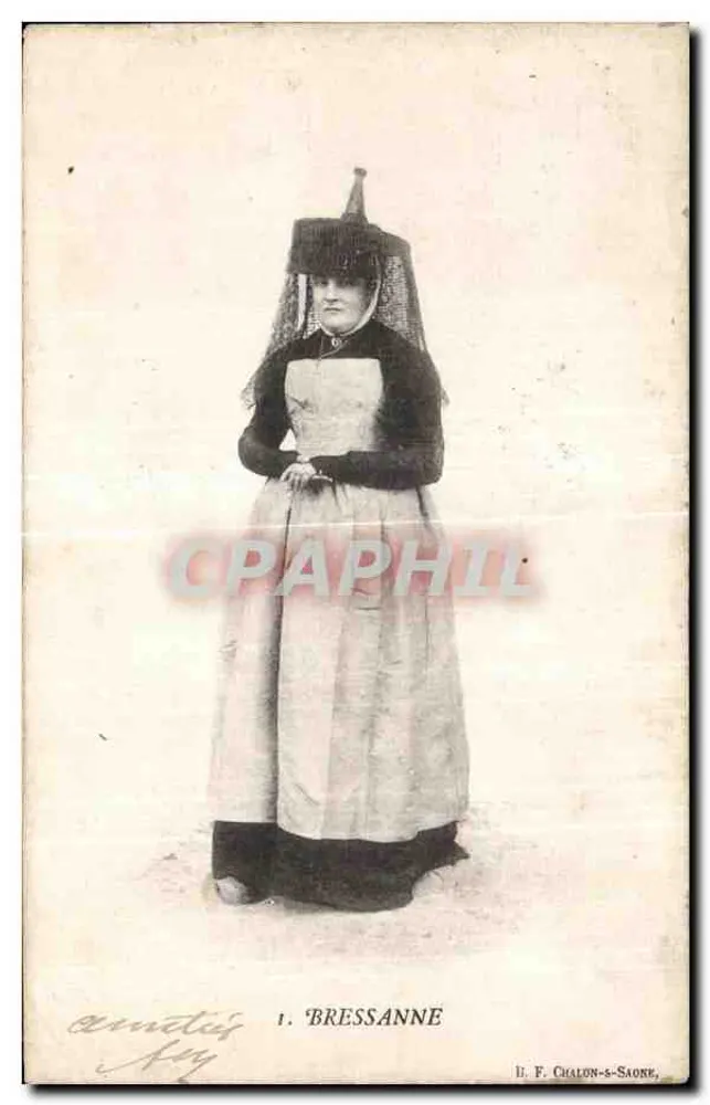 Bressanne — mulher em traje tradicional — Amati's, F. Chalon-sur-Saône, n°1 - Frente