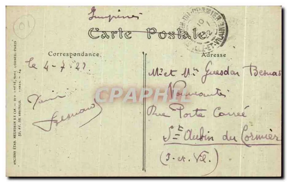 Bourg — O Teatro — Antigos Estabelecimentos Seubretin et Cie, 59, av. de Bretuil, Paris - 74 - Verso