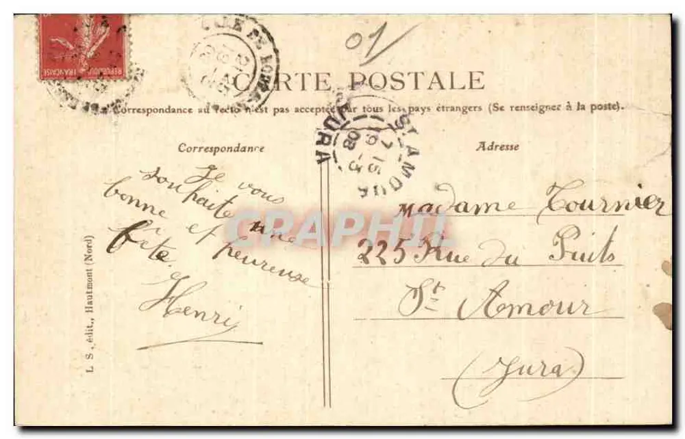 Um beijo — de Bourg — L.S. editora, Hautmont (Nord) - Verso