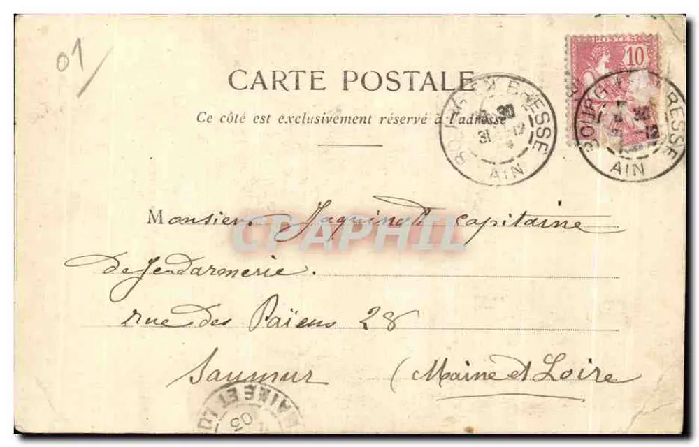La Grande Veillée in der Bresse — ländliches Szenario mit Frau auf dem Hof und Mann am Violin — Verlag P. Ferrand, Bourg (Ain) - Rückseite