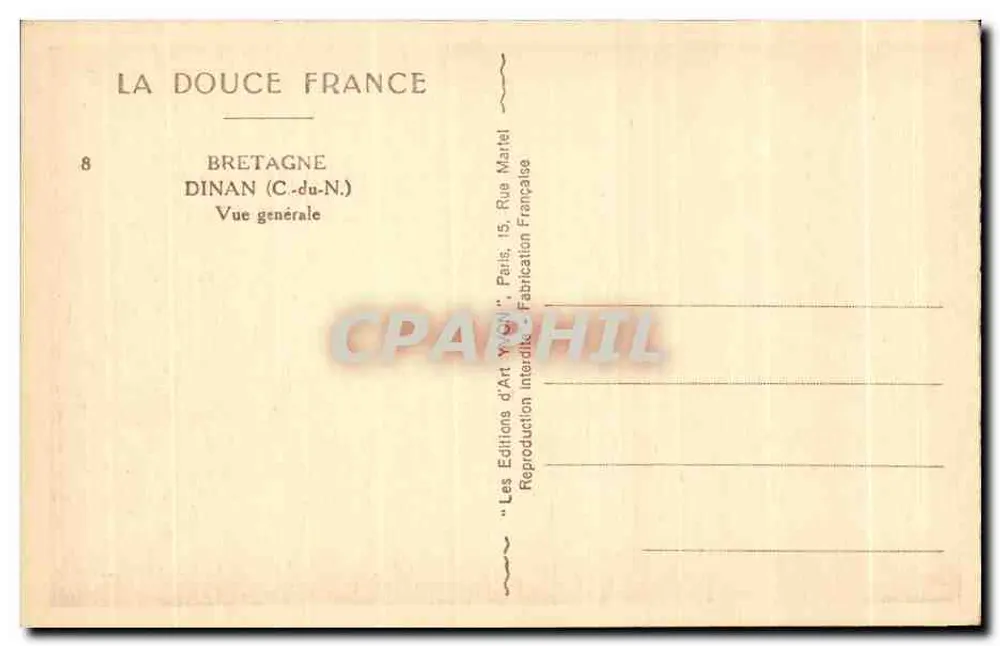 Dinan (C.-du-N.) — Ogólny widok — Les Éditions d'Art Yvon, Paris - Rewers